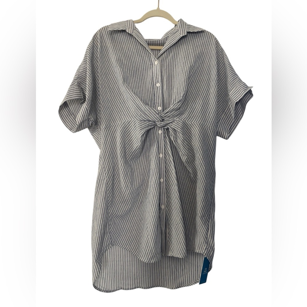 Cupshe Blue and White Striped Swim Cover Up